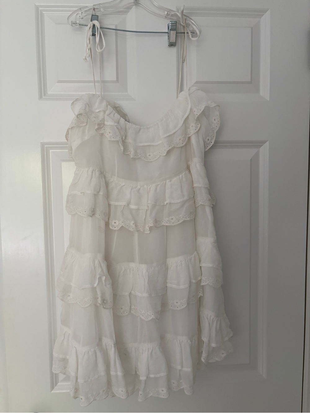 Zara White Ruffled Tiered Sundress with Tie Straps